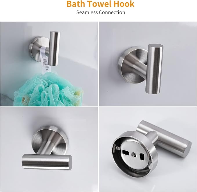 Cilee 8 Piece Brushed Nickel Bathroom Hardware Set, 24inch Bathroom Towel - Image 5
