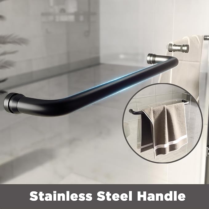 Shower Doors Glass Sliding, Semi-Frameless, 1/4" Inch Sgcc Tempered Glass - Image 6