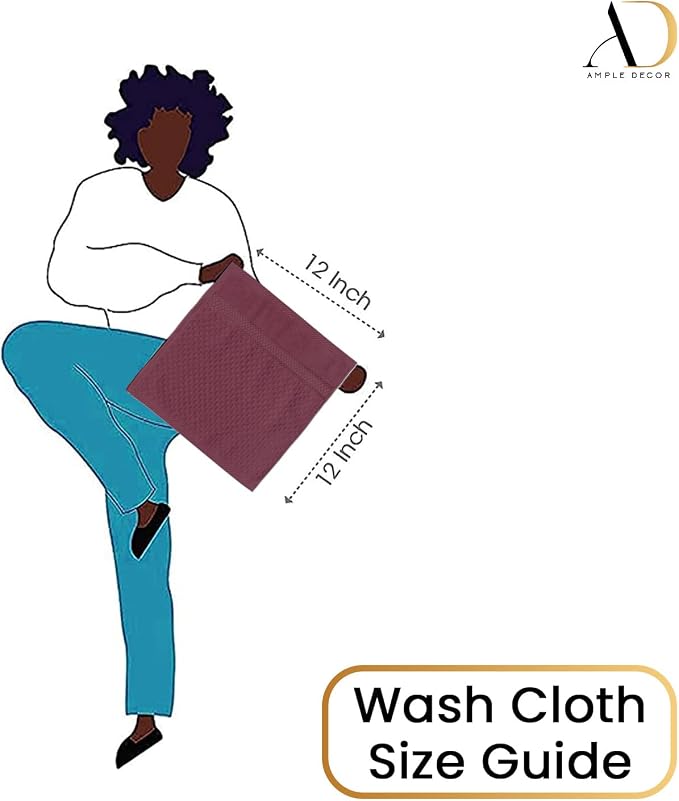 Ample Decor Grape Purple Wash Cloth Set of 10 100% Cotton - Image 5