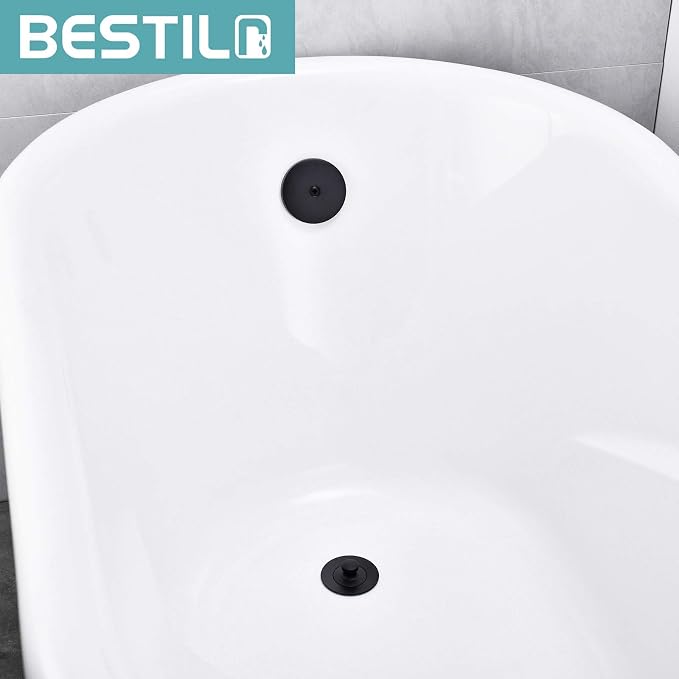 BESTILL Bathtub Drain Kit and Overflow Faceplate, Matte Black - Image 2
