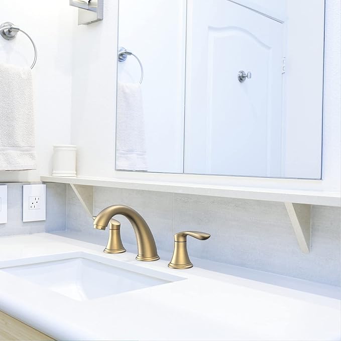 Bathroom Sink Faucet, Dual Handle Widespread Bathroom Faucet 3-Hole Design - Image 5