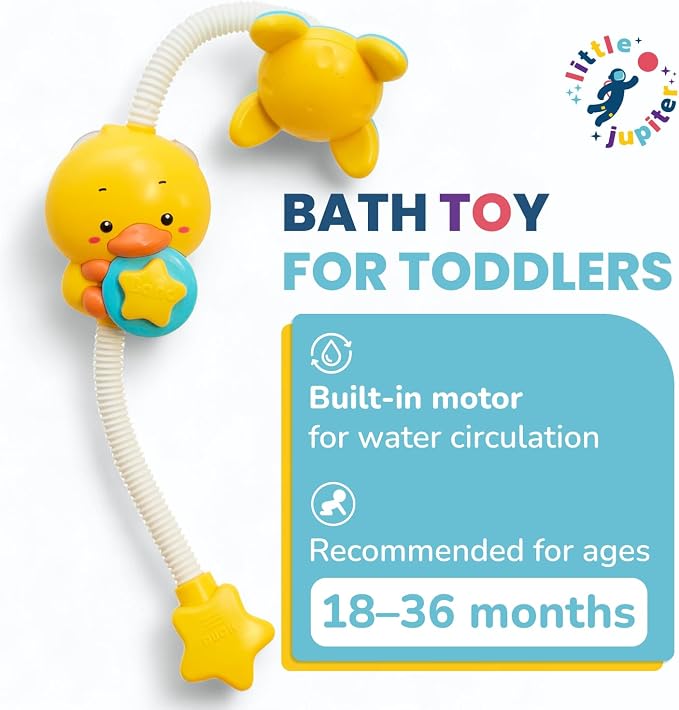 Yellow Duck Water Spray Suction Cup Toddler Bath Toy - Image 2