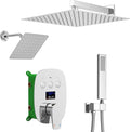 Chrome Shower System Set Temperature Display Push Button Shower Faucet by KATAIS