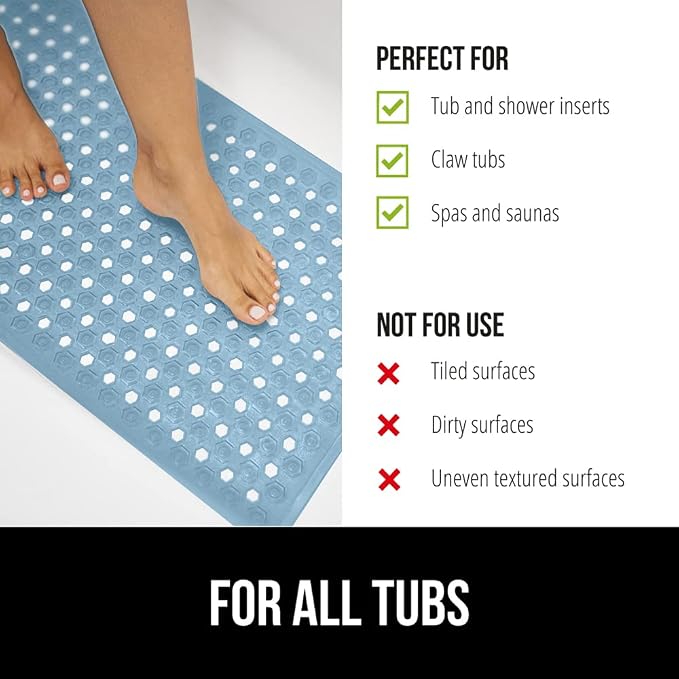 GORILLA GRIP Patented Bath Tub Shower Mat, Machine Washable Bathtub Floor Liner - Image 6