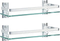 AIJALY 2 Pack Bathroom Glass Shelf, 15.7 Inches Silver Bathroom Shower Glass by AIJALY