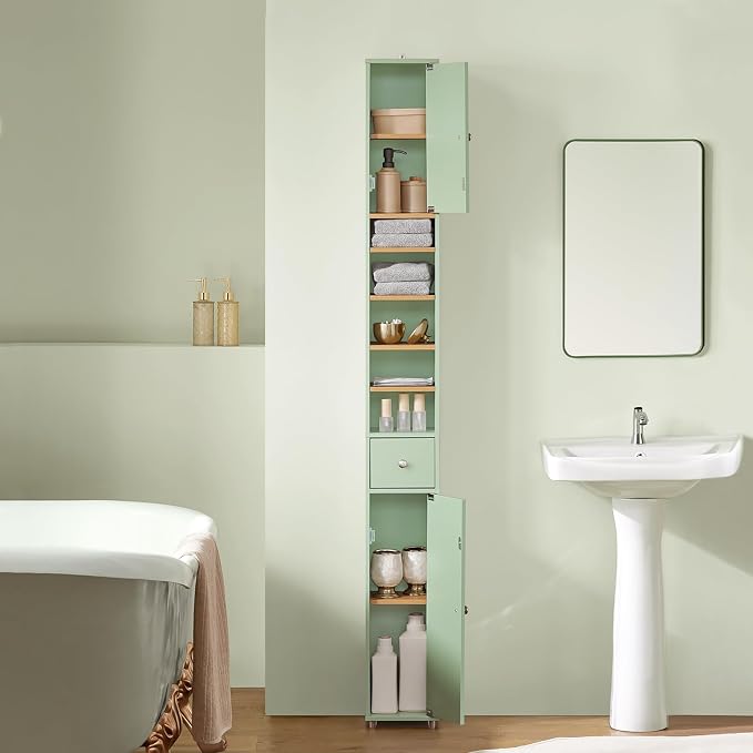 SoBuy Bathroom Narrow Storage Cabinet Skinny Tall Unit - Image 9