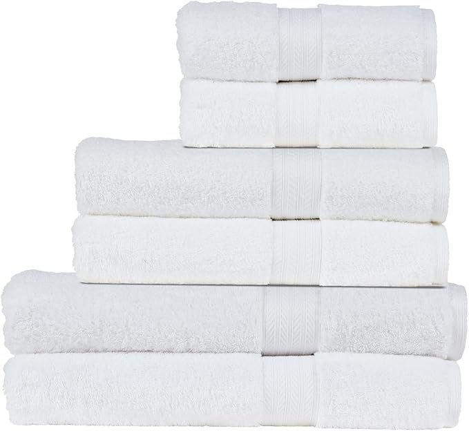 Christy Renaissance 6 Piece White Towel Set | 100% Egyptian Cotton | Luxury by Christy