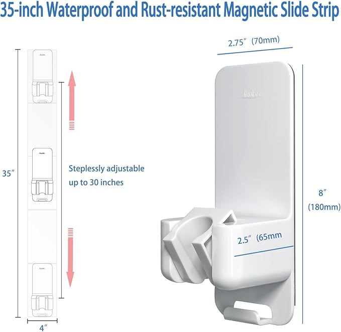 Modular Magnetic Handheld Shower Holder, 5-Section Customizable Sliding Rail - Image 3