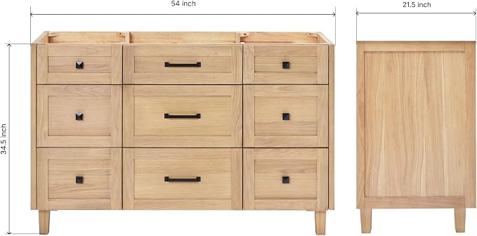 ARIEL Monroe 54 inch Bathroom Vanity Without Sink in White Oak, Bathroom Base - Image 3