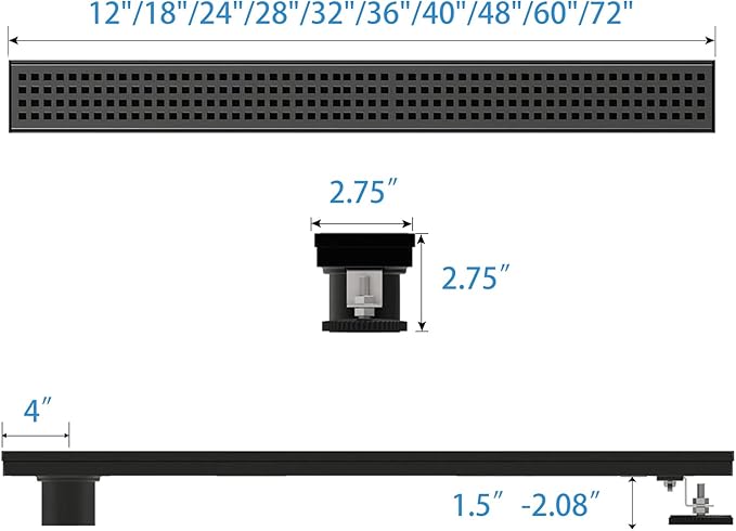 Offset Linear Shower Drain, Matte Black Shower Drain 24 inch - Image 5