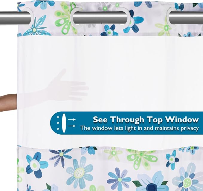Lagute SnapHook Hook Free Fabric Floral Shower Curtain - Image 5