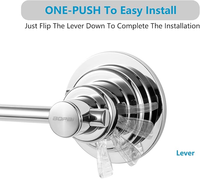 BOPai Extendable Suction Cup Towel Bar 17-28.5", Removeable Shower Door Mat Rod - Image 3