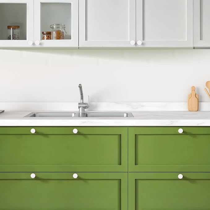 Ravinte 5 Pack Cabinet Knobs White Kitchen Cabinet Knobs Round Dresser Drawer - Image 6