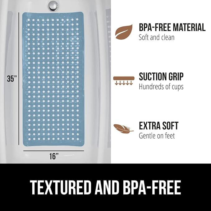 GORILLA GRIP Patented Bath Tub Shower Mat, Machine Washable Bathtub Floor Liner - Image 5