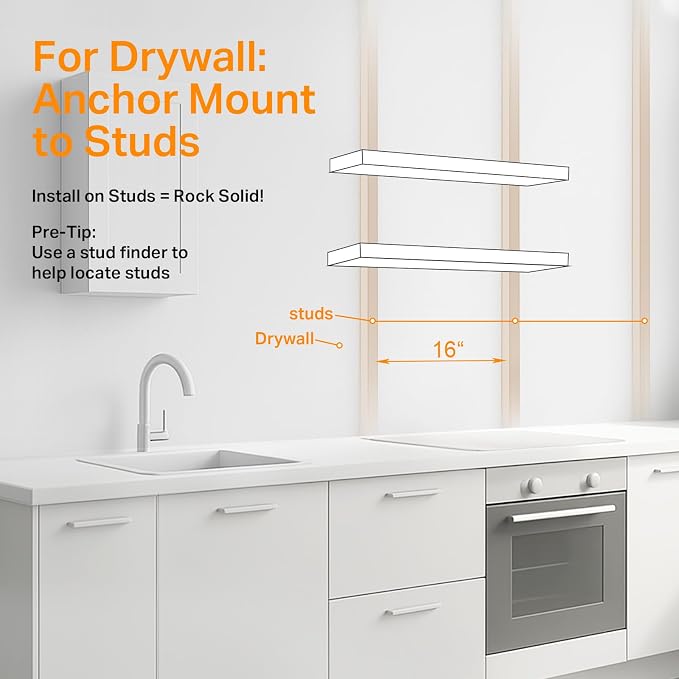 BAYKA Floating Shelves for Wall, 22.5 Inch Rustic Wood Wall Mounted Shelving - Image 7