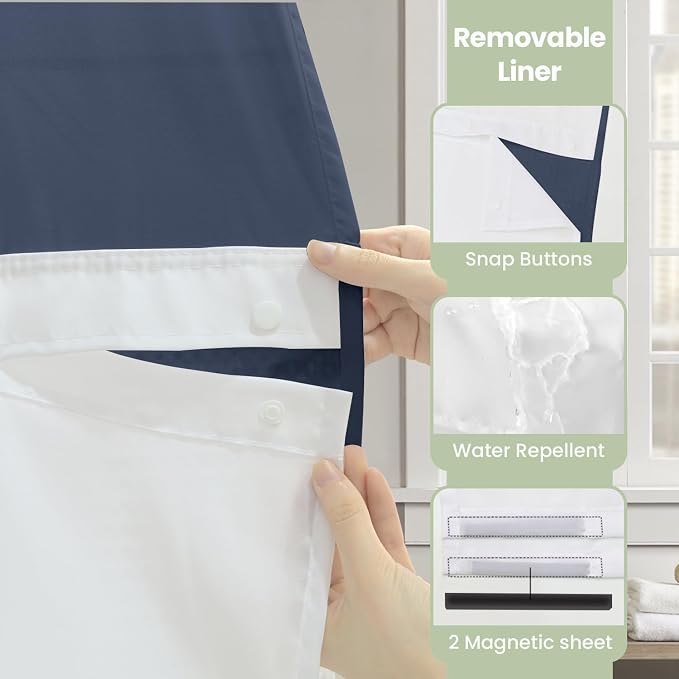 Inhousolu Long No Hook Shower Curtain - Image 5
