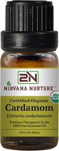 Cardamom Essential Oil USDA Certified Organic, 100% Pure Natural Premium Grade by NirvanaNurture