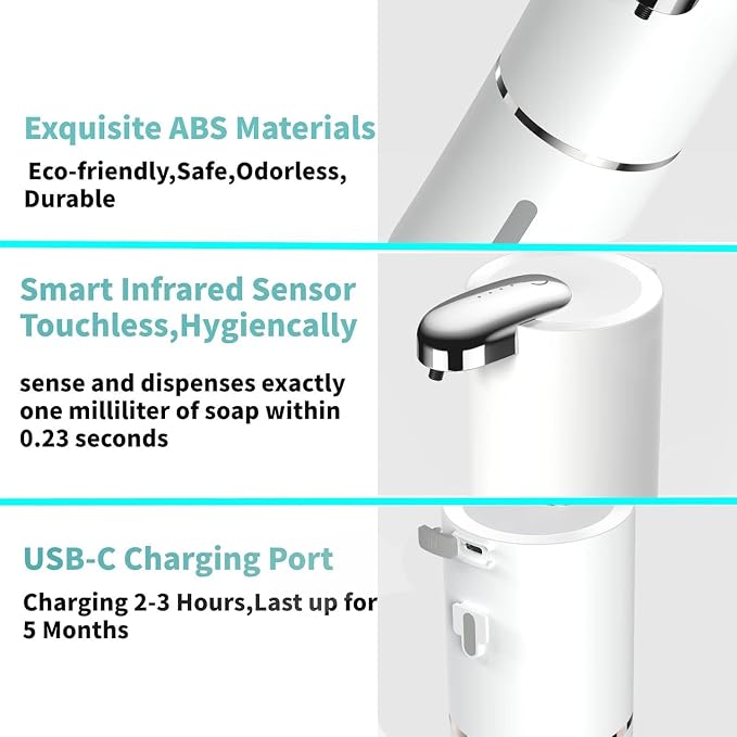2 Pack Automatic Soap Dispenser, Touchless Foam Soap Dispenser, USB - Image 2