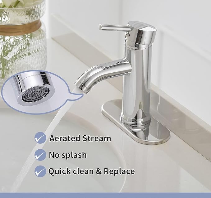 Bathroom Faucet, One Hole Single Handle Bathroom Sink Faucets Modern Vanity - Image 3