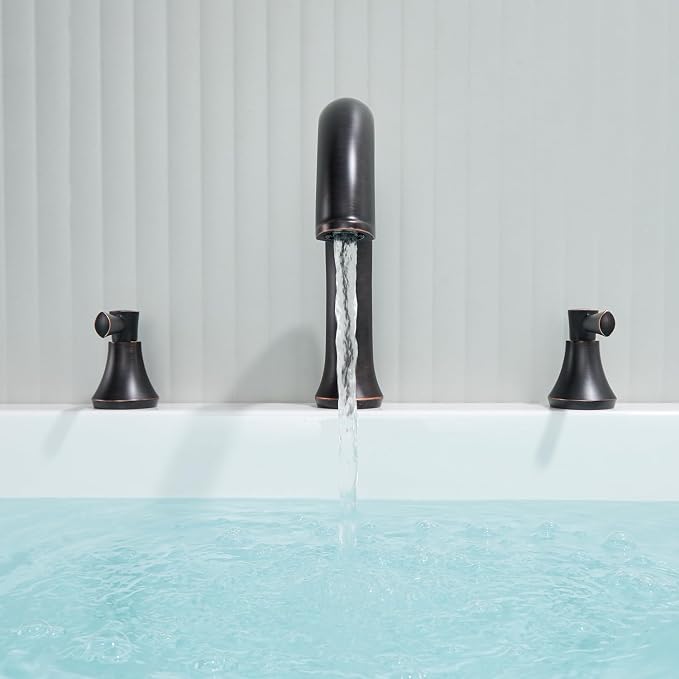Roman Tub Faucet Deck Mount Tub Filler 2 Handles Oil Rubbed Bronze Bathtub - Image 5