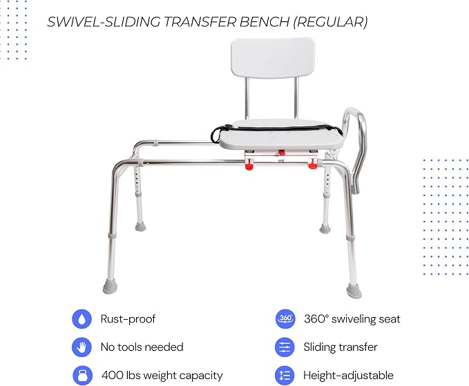 Eagle Health Supplies Sliding Shower Chair Tub Transfer Bench - Image 6