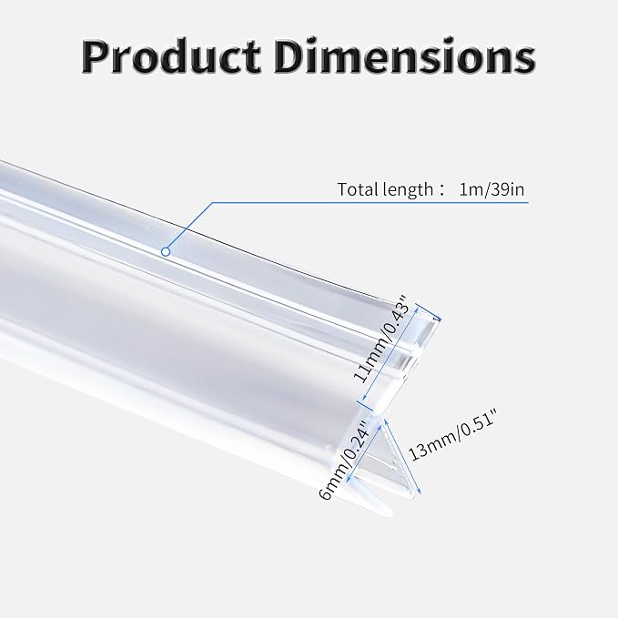 Shower Door Side Seal Strip, 39 Inch F-Type Frameless Shower Door Seal - Image 2