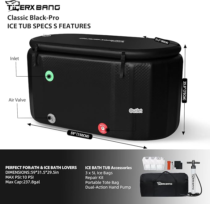 Ice Bath Tub, Inflatable Cold Plunge Tub, Water Chiller Compatible, 237.8Gallon - Image 2