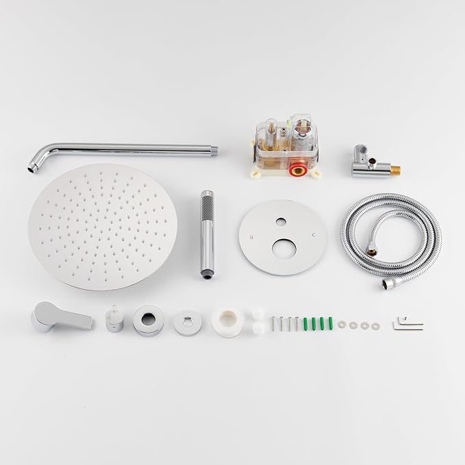 Iriber Chrome Shower System Wall Mounted Shower Faucet Mixer Set - Image 7