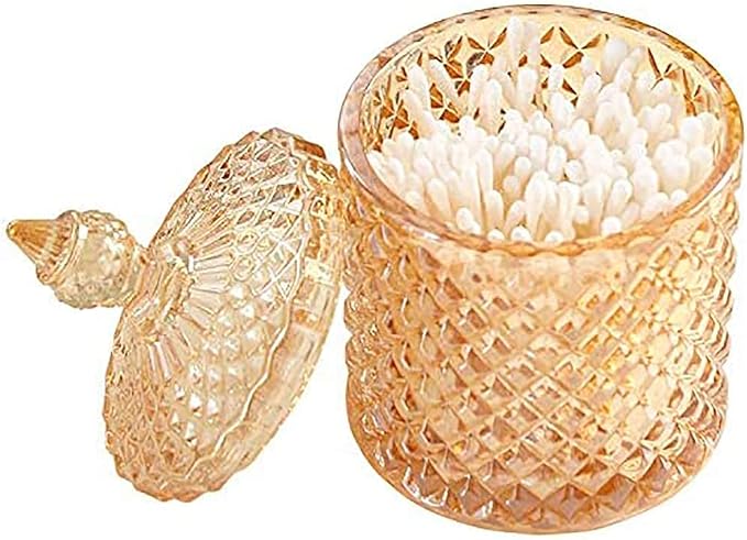 Colorful Home Decorative Jar Qtips Holder Dispenser Glass Storage Container by Unknown