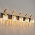 5-Light Crystal Vanity Light, Modern Black Gold Bathroom Wall Sconce by FDPBY
