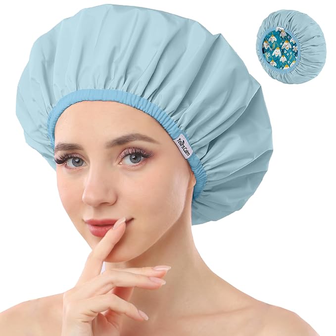 Years Calm Shower Caps For Women Reusable Waterproof，Pattern And Solid Color by Yearscalm