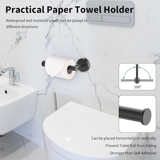Newfun 10 Pieces Matte Black Bathroom Hardware Set - Image 4