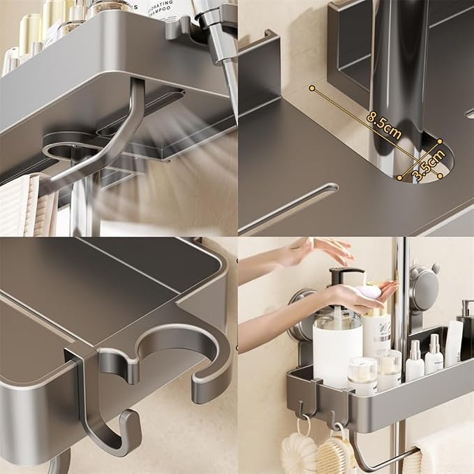 Suction Cup Wall Mounted Suction Shower Rack Organizer No Drilling Shelf Basket - Image 3