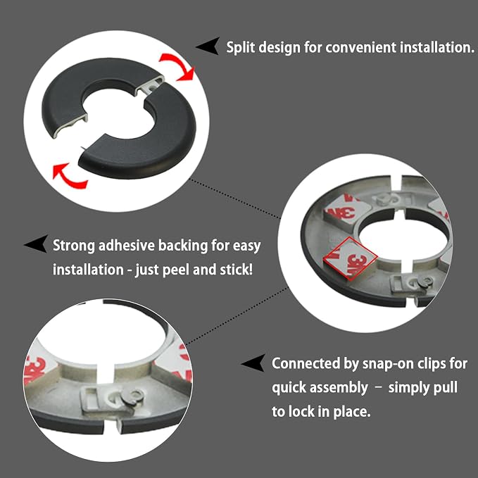 Wall Split Flange 1 Piece, Pipe Cover Decoration Fit 1.3 inch Outer Diameter - Image 4