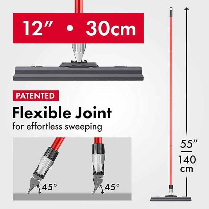 Silicone Floor Squeegee with 55-Inch Long Handle, 12-Inch Single Cast Silicone - Image 5
