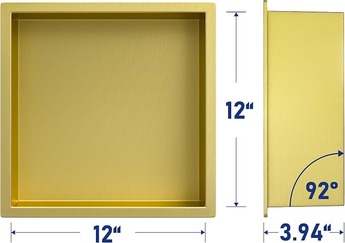 Stainless Steel Shower Niche 12" X 12" Gold No Tile Needed Niche Shower - Image 3
