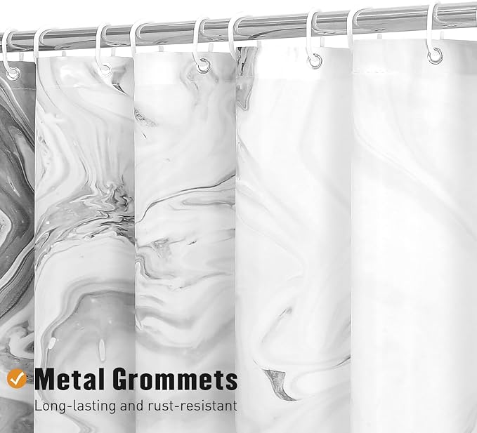MitoVilla Grey Marble Small Stall Shower Curtain 36 x 72, Abstract Ombre Half - Image 3