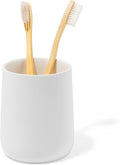 Matte White Toothbrush and Toothpaste Holder and Cup by YEWDesign