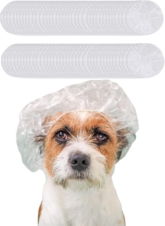 100 Pcs Dog Shower Cap Dog Ear Covers by WCDJOMOP