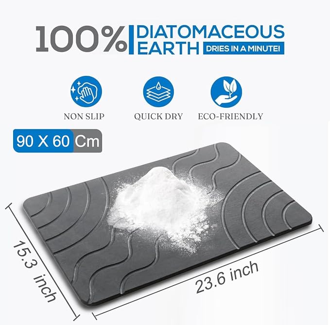 Stone Bath Mat – Quick Drying Diatomaceous Earth Bath Mat, Super Absorbent - Image 2