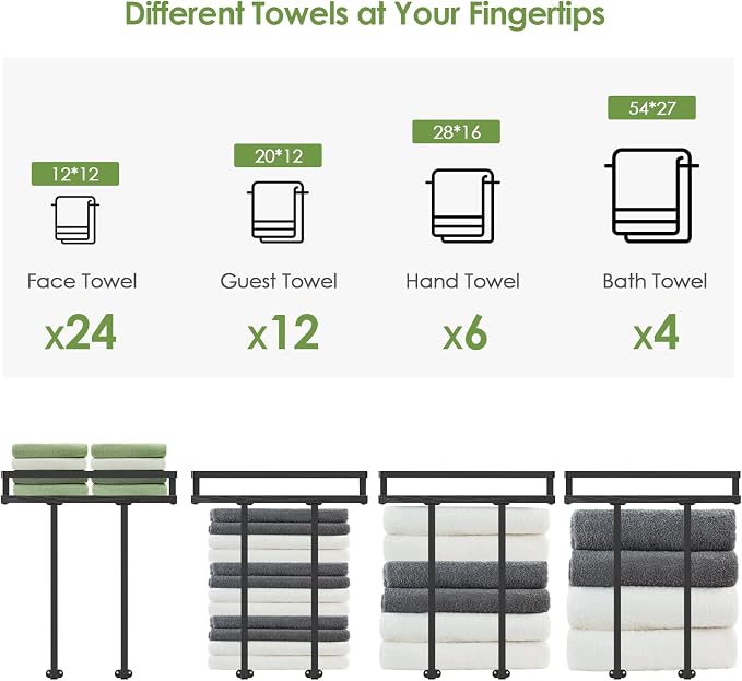 Towel Racks for Bathroom-Wall Mounted Floating Shelves for Wall Bathroom - Image 6