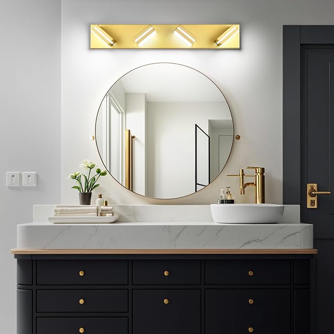 Modern LED Bathroom Lights Fixtures, Metal Gold Acrylic Wall Lighting, Vanity - Image 6