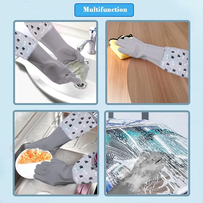 Pet Grooming Gloves Pet Hair Remover Cat, Dog Washing Gloves Silicone Heat - Image 6