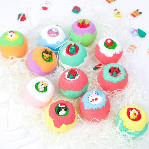 12PCS Christmas Bath Bombs Set, Organic Essential Oil Bath Salt Balls by LUCKDANO