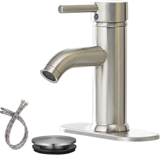 Brushed Nickel Bathroom Faucet, Bathroom Sink Faucet, Single Handle One Hole by Greenspring