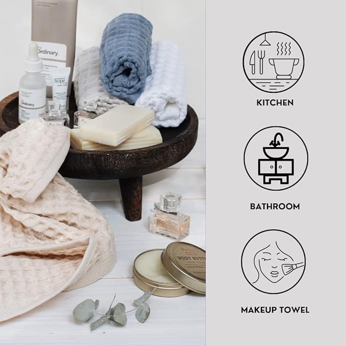 sea me at home Waffle Washcloths Set, 100% Turkish Cotton - Image 4