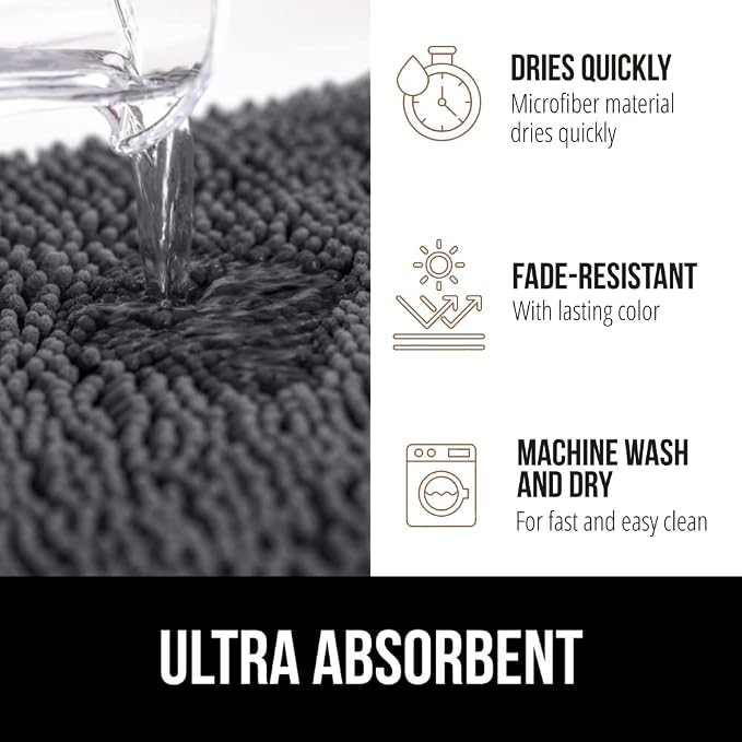 GORILLA GRIP Bath Rug Mat 44x26, Soft Absorbent Chenille, Quick Dry Microfiber - Image 4