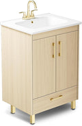 phiestina Fully Pre-Assembled 24 Inch Bathroom Vanity, Oak Bathroom Sink Cabinet by Phiestina