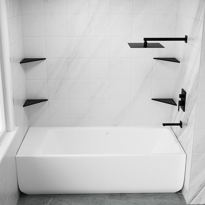 POPFLY 10 Inch Corner Shower Shelf 2 Pack, 304 Stainless Steel Matte Black - Image 7