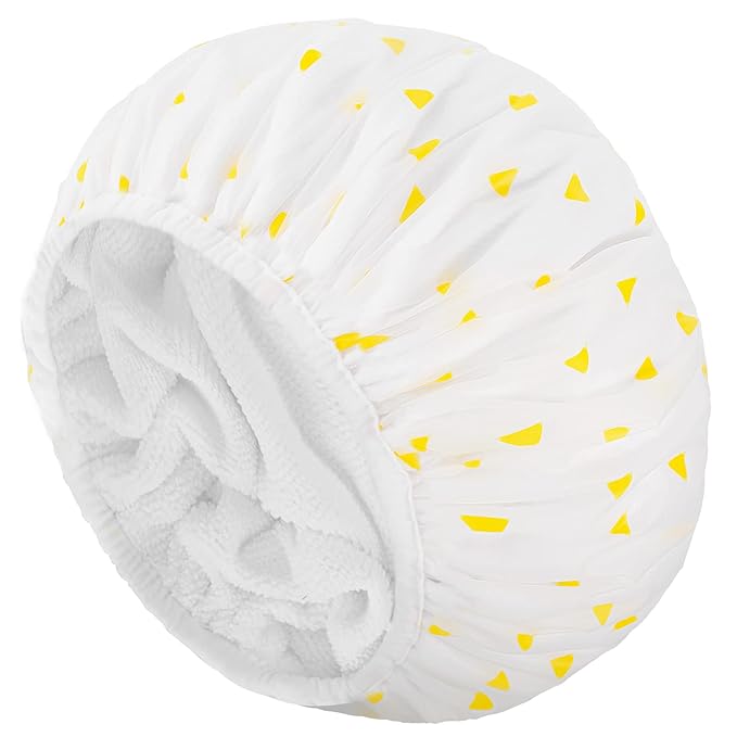 Auban Shower Cap, Shower Cap for Women Terry Cloth Lined EVA Exterior Reusable by Auban